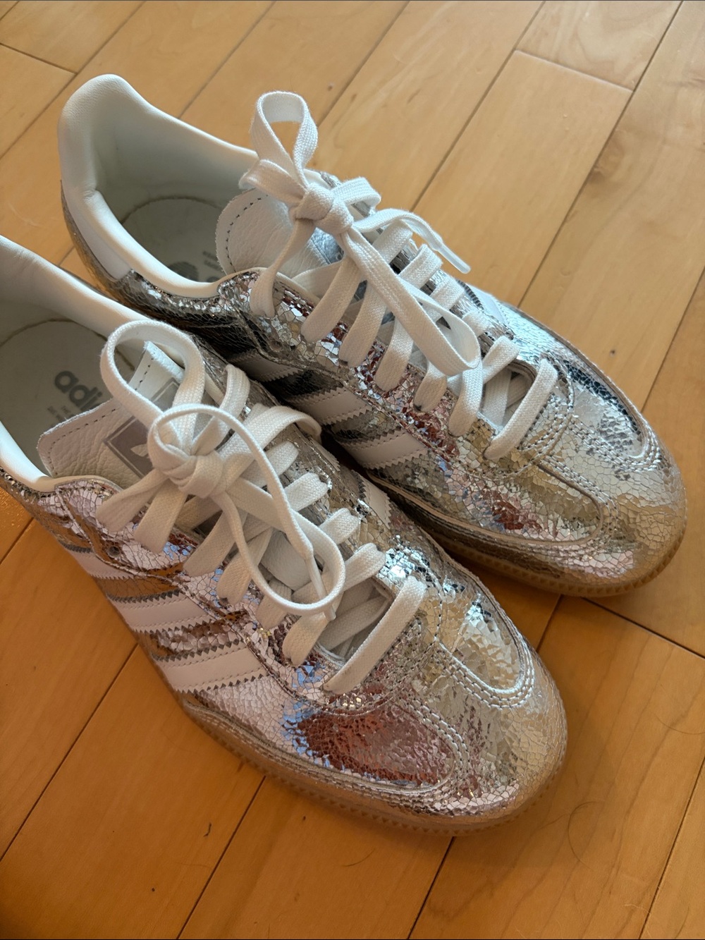 Adidas Sambas OG Shoes - Silver Metallic / Cloud White / Core White, size 7.5 - Picture 9 of 10